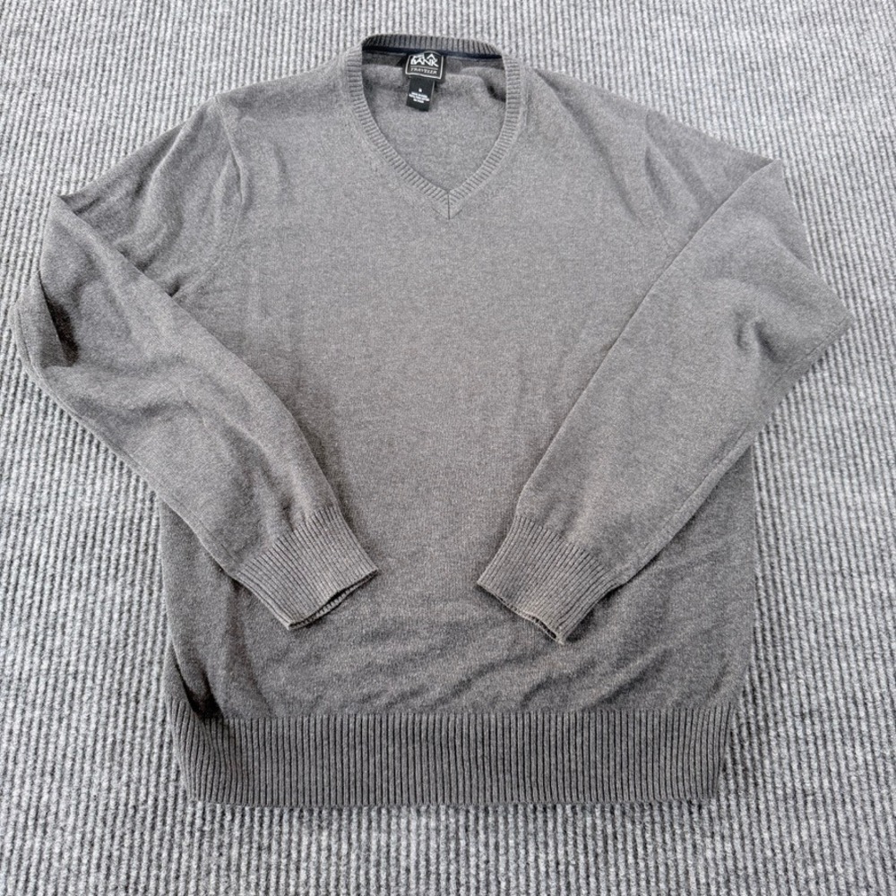 Jos. A. Bank Traveler V-Neck Sweater Mens Size M Gray 100% Pima Cotton
